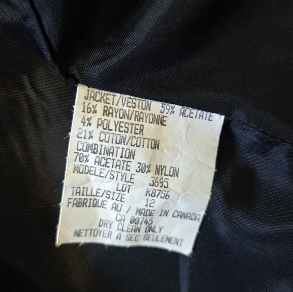 𝅺Vtg Satin Stripped Velvet Y2K Classic Tailored Rockabilly Jacket Blazer Sz 12 - Picture 9 of 11